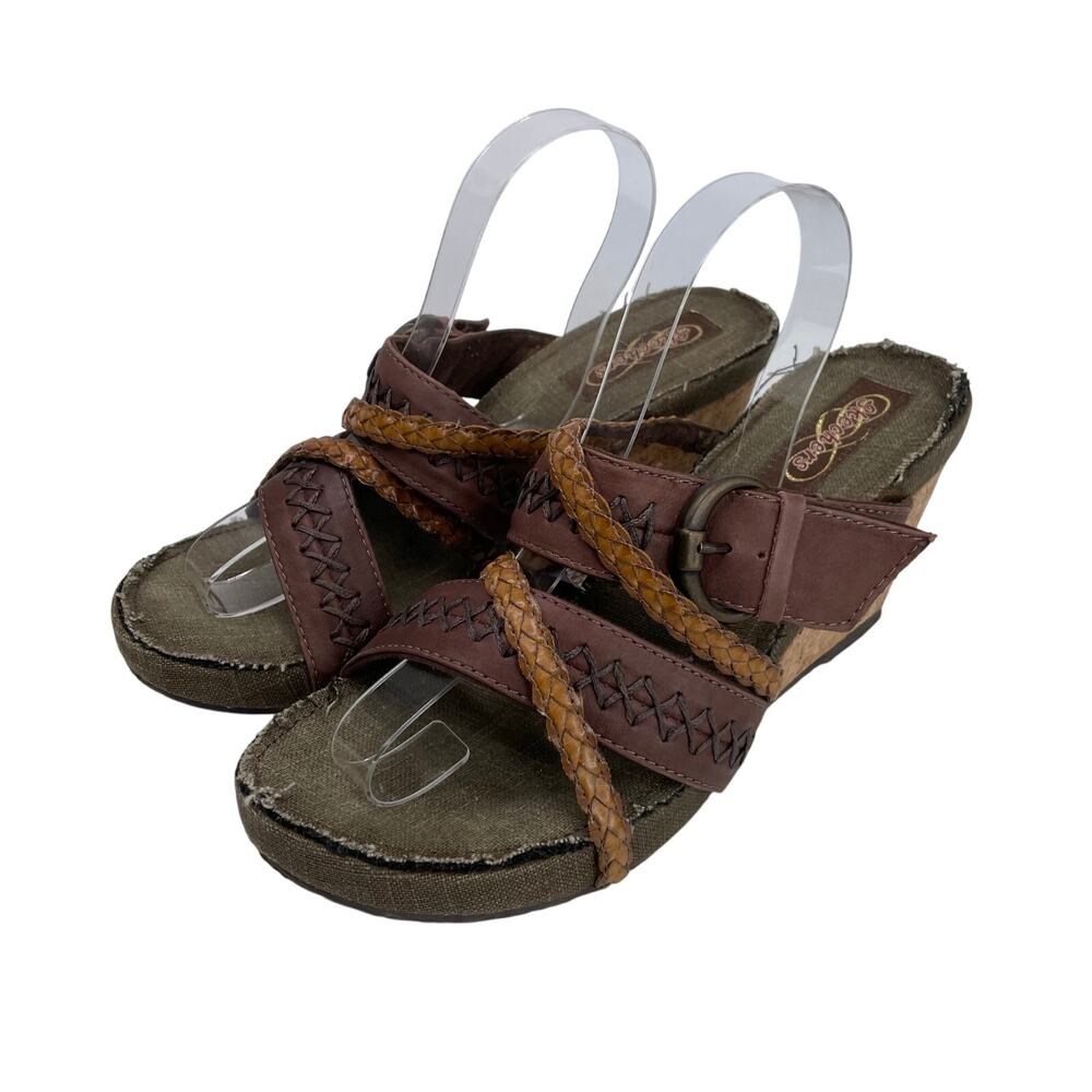 Skechers Brown Sandal Cork Wedges Women's size 9